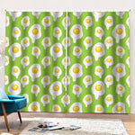 Lime Green Fried Eggs Pattern Print Pencil Pleat Curtains