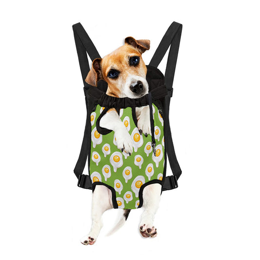 Lime Green Fried Eggs Pattern Print Pet Carrier Backpack