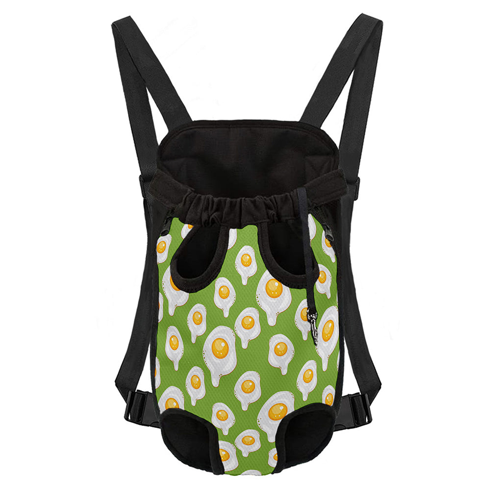 Lime Green Fried Eggs Pattern Print Pet Carrier Backpack