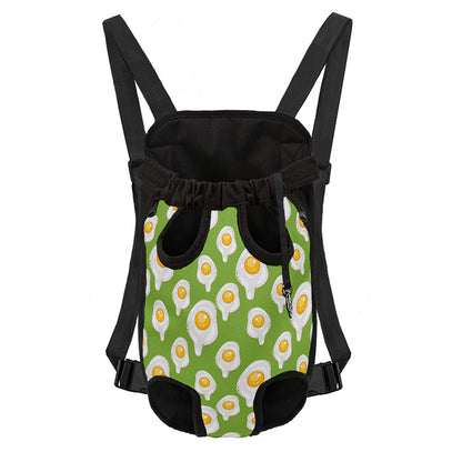 Lime Green Fried Eggs Pattern Print Pet Carrier Backpack