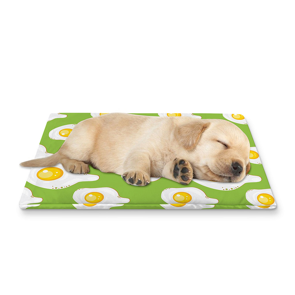 Lime Green Fried Eggs Pattern Print Pet Cooling Mat Cover