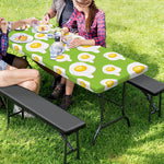 Lime Green Fried Eggs Pattern Print Picnic Table Cover