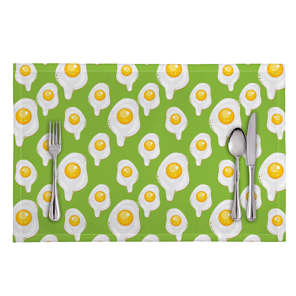 Lime Green Fried Eggs Pattern Print Placemat