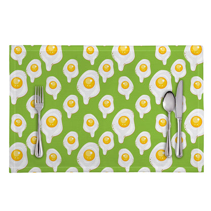 Lime Green Fried Eggs Pattern Print Placemat