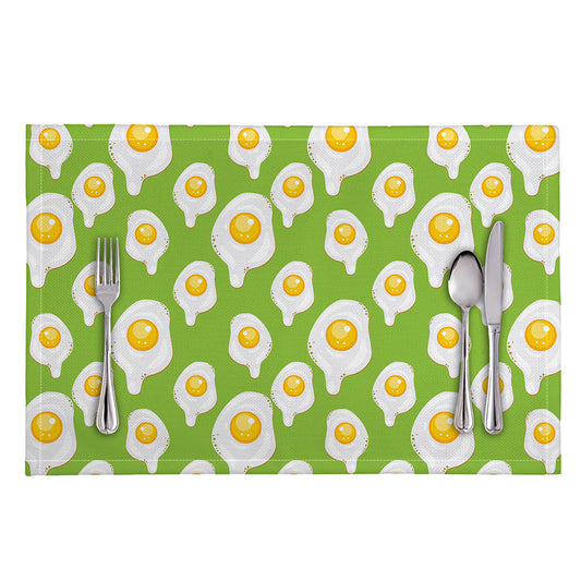 Lime Green Fried Eggs Pattern Print Placemat