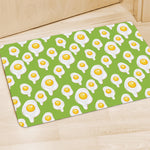 Lime Green Fried Eggs Pattern Print Polyester Doormat