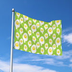 Lime Green Fried Eggs Pattern Print Polyester Flag