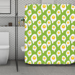 Lime Green Fried Eggs Pattern Print Polyester Shower Curtain