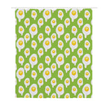 Lime Green Fried Eggs Pattern Print Polyester Shower Curtain