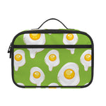 Lime Green Fried Eggs Pattern Print Portable Lunch Bag