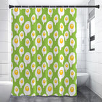 Lime Green Fried Eggs Pattern Print Premium Shower Curtain