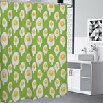 Lime Green Fried Eggs Pattern Print Premium Shower Curtain