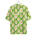 Lime Green Fried Eggs Pattern Print Rayon Hawaiian Shirt