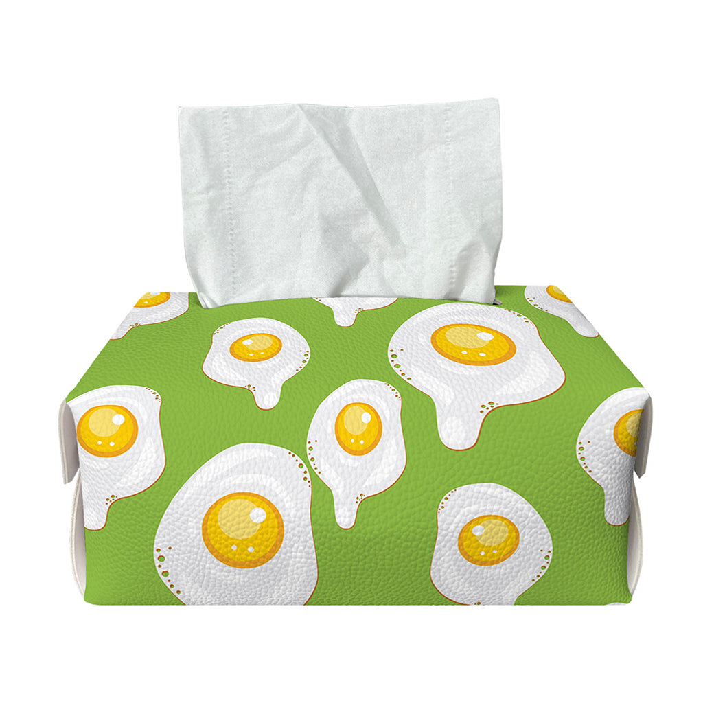Lime Green Fried Eggs Pattern Print Rectangle Tissue Box Cover