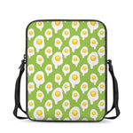 Lime Green Fried Eggs Pattern Print Rectangular Crossbody Bag