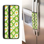 Lime Green Fried Eggs Pattern Print Refrigerator Handle Covers