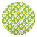 Lime Green Fried Eggs Pattern Print Round Blanket