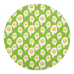 Lime Green Fried Eggs Pattern Print Round Blanket