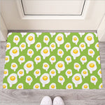 Lime Green Fried Eggs Pattern Print Rubber Doormat