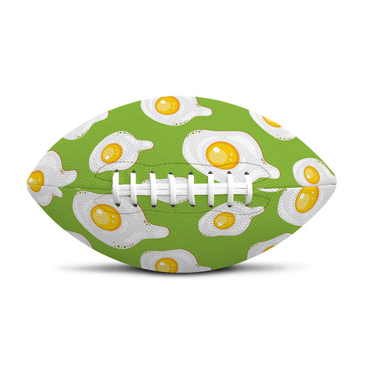 Lime Green Fried Eggs Pattern Print Rugby Ball