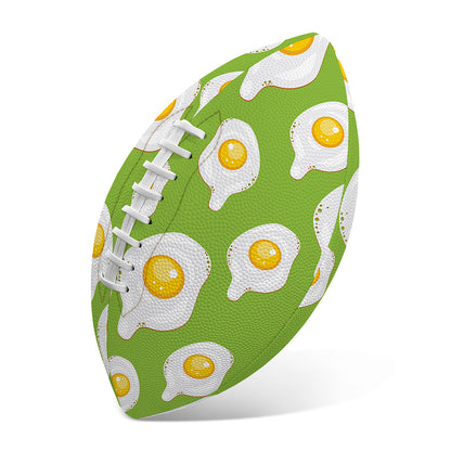 Lime Green Fried Eggs Pattern Print Rugby Ball