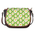 Lime Green Fried Eggs Pattern Print Saddle Bag