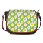 Lime Green Fried Eggs Pattern Print Saddle Bag