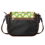 Lime Green Fried Eggs Pattern Print Saddle Bag