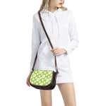 Lime Green Fried Eggs Pattern Print Saddle Bag