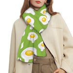 Lime Green Fried Eggs Pattern Print Scarf