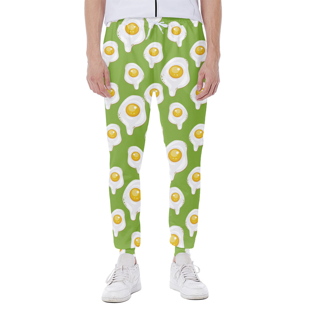 Lime Green Fried Eggs Pattern Print Scuba Joggers