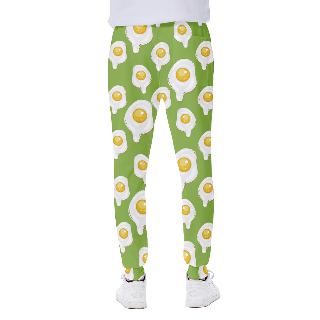 Lime Green Fried Eggs Pattern Print Scuba Joggers