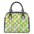 Lime Green Fried Eggs Pattern Print Shoulder Handbag