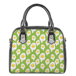 Lime Green Fried Eggs Pattern Print Shoulder Handbag