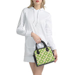 Lime Green Fried Eggs Pattern Print Shoulder Handbag