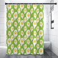 Lime Green Fried Eggs Pattern Print Shower Curtain