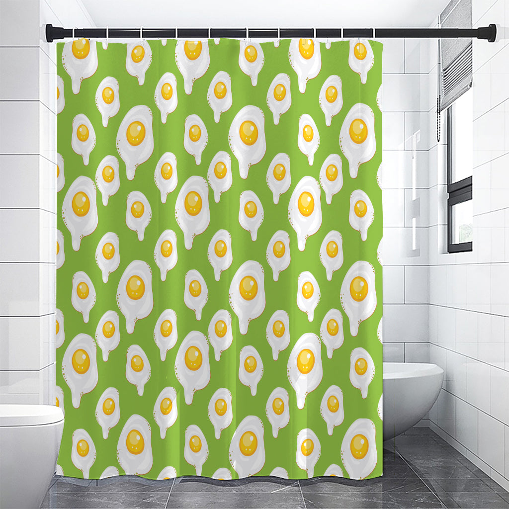 Lime Green Fried Eggs Pattern Print Shower Curtain