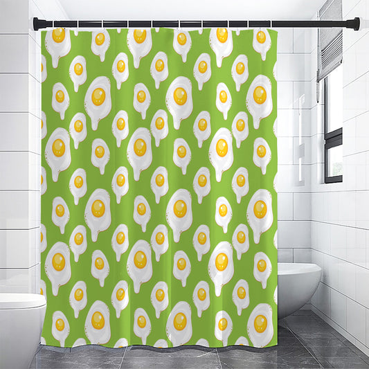 Lime Green Fried Eggs Pattern Print Shower Curtain
