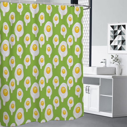 Lime Green Fried Eggs Pattern Print Shower Curtain
