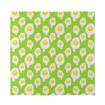 Lime Green Fried Eggs Pattern Print Silk Bandana