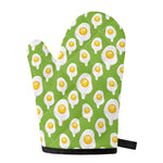 Lime Green Fried Eggs Pattern Print Single Oven Mitt