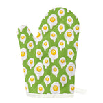 Lime Green Fried Eggs Pattern Print Single Oven Mitt