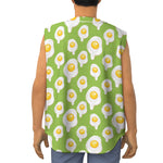 Lime Green Fried Eggs Pattern Print Sleeveless Baseball Jersey