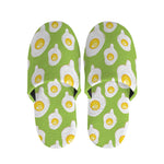 Lime Green Fried Eggs Pattern Print Slippers