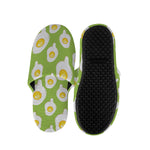 Lime Green Fried Eggs Pattern Print Slippers