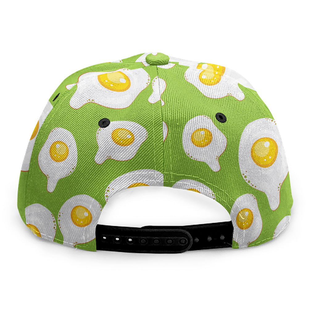 Lime Green Fried Eggs Pattern Print Snapback Cap