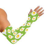 Lime Green Fried Eggs Pattern Print Sun Protection Arm Sleeves