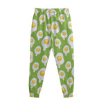 Lime Green Fried Eggs Pattern Print Sweatpants