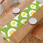 Lime Green Fried Eggs Pattern Print Table Runner