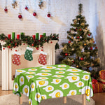 Lime Green Fried Eggs Pattern Print Tablecloth